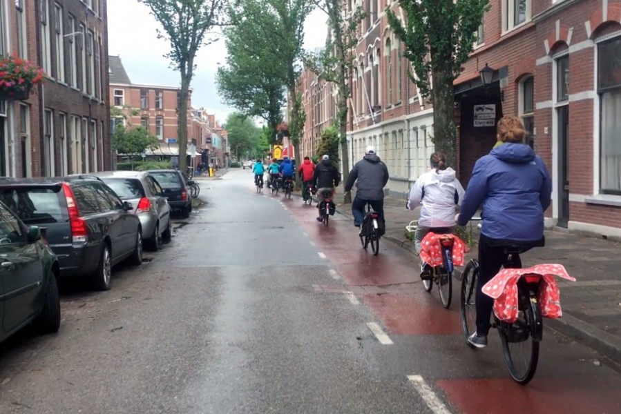 Students in Kari Watkins' Sustainable Transportation Abroad class ride bicycles in the kind of bike lanes that permeate the Netherlands. The class spent nearly two weeks riding across the country and exploring the Dutch approach to transportation. (Photo: Anna Nord)