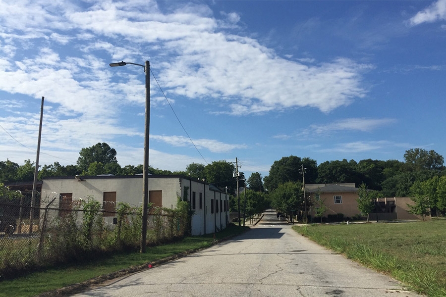A neighborhood on the Westside of Atlanta, an example of the premise that has been stuck in Iris Tien's mind recently: how the infrastructure civil and environmental engineers build — or the lack thereof in areas like this — influences the surrounding community. (Photo: Iris Tien)