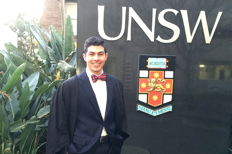 Andrew Melissas at the University of New South Wales in Sydney, Australia, where he spent the spring 2016 semester with support from the Joe S. Mundy Global Learning Endowment. (Photo Courtesy: Andrew Melissas)