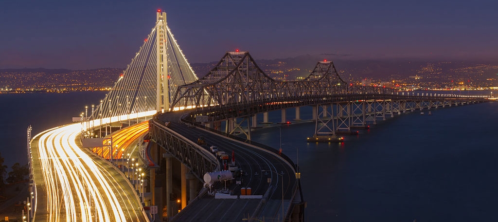 Oakland Bay bridge at night